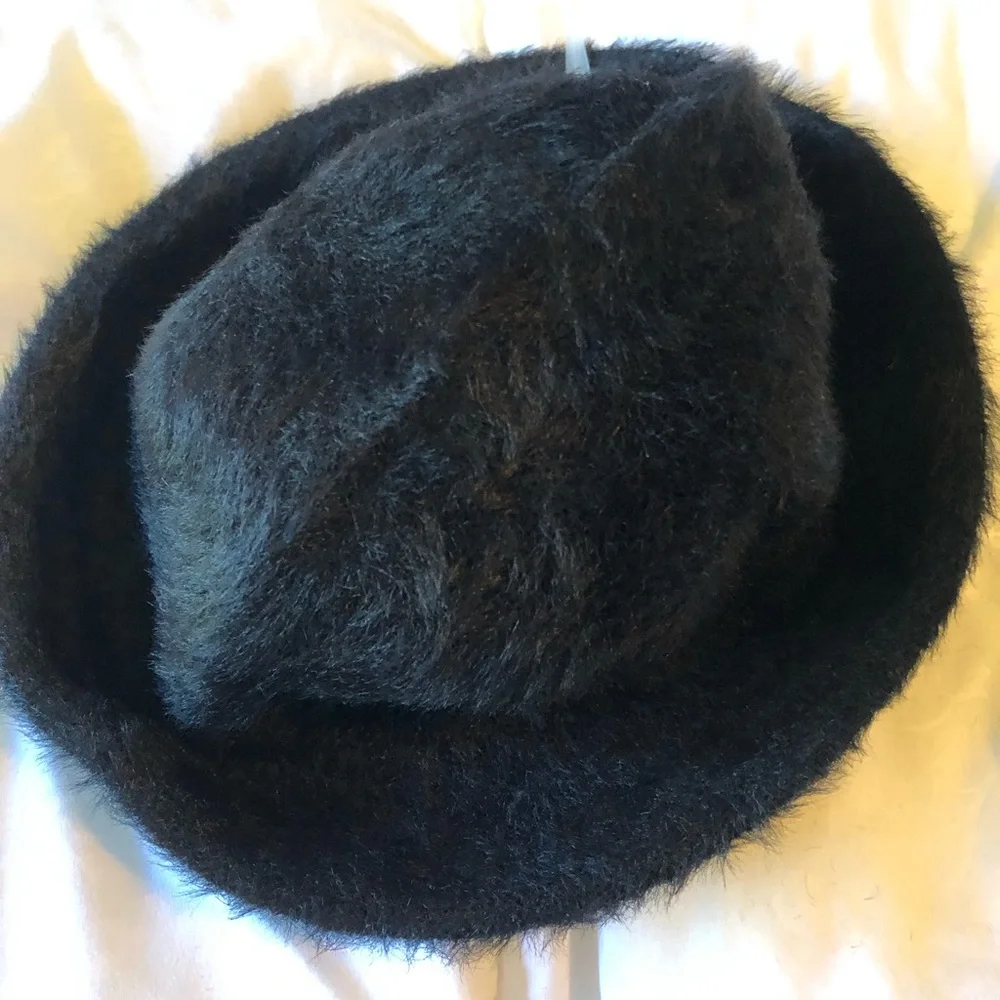 Black Fuzzy Knit Bucket Hat, Fall Hats, Hats - Picture 3 of 6